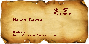 Mancz Berta névjegykártya
